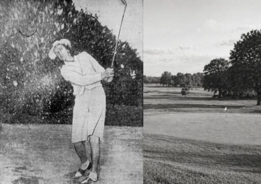 Babe Didrikson Zaharias (1945), public domain via Wikimedia Commons: https://commons.wikimedia.org/wiki/File:Babe_Didrikson_Zaharias_1945.jpg ; background image created with AI